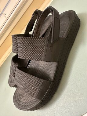Reef Women's Dark Brown Woven Platform Slide Sandals